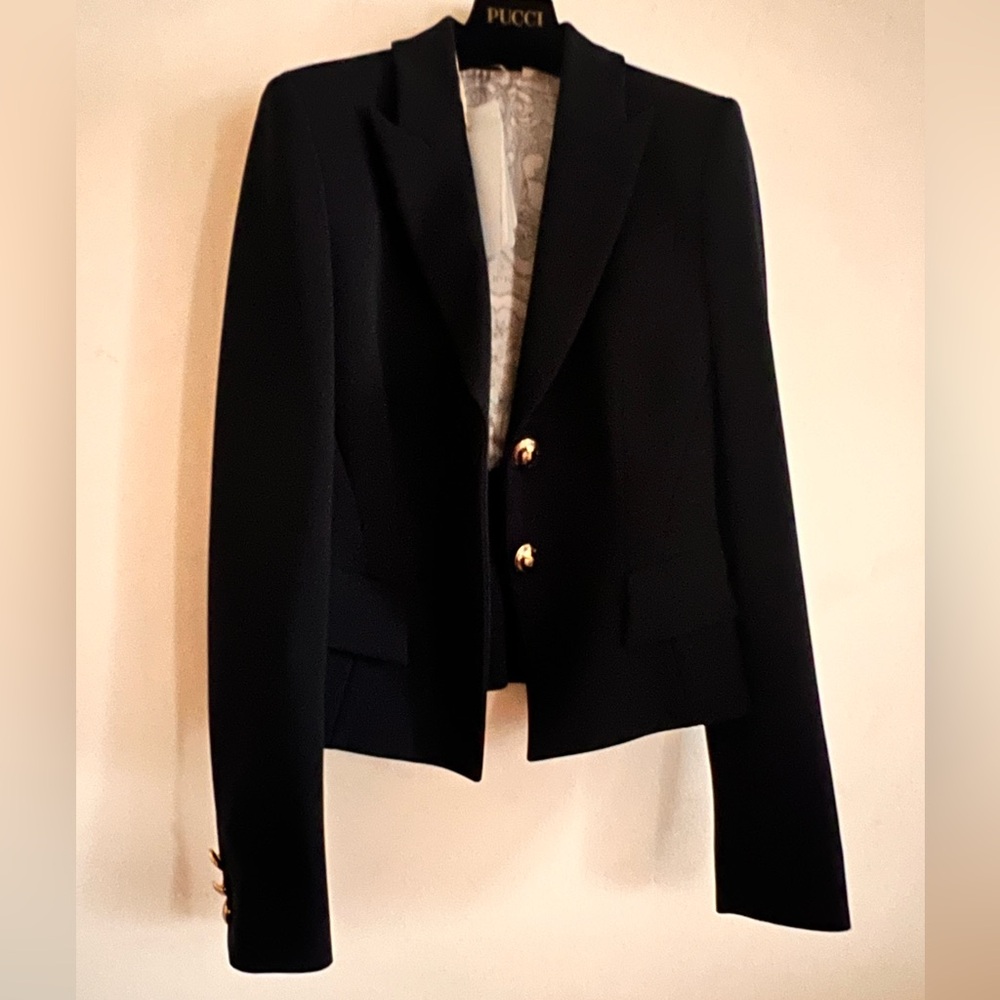 NWT Emilio Pucci Black Blazer Jacket Italy Size 38 US 4 - Picture 6 of 16